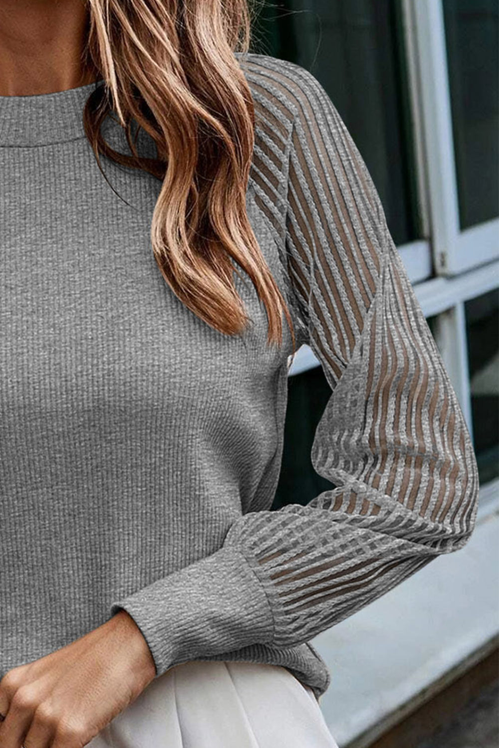 Round Neck Raglan Sleeve Knit Top BLUE ZONE PLANET