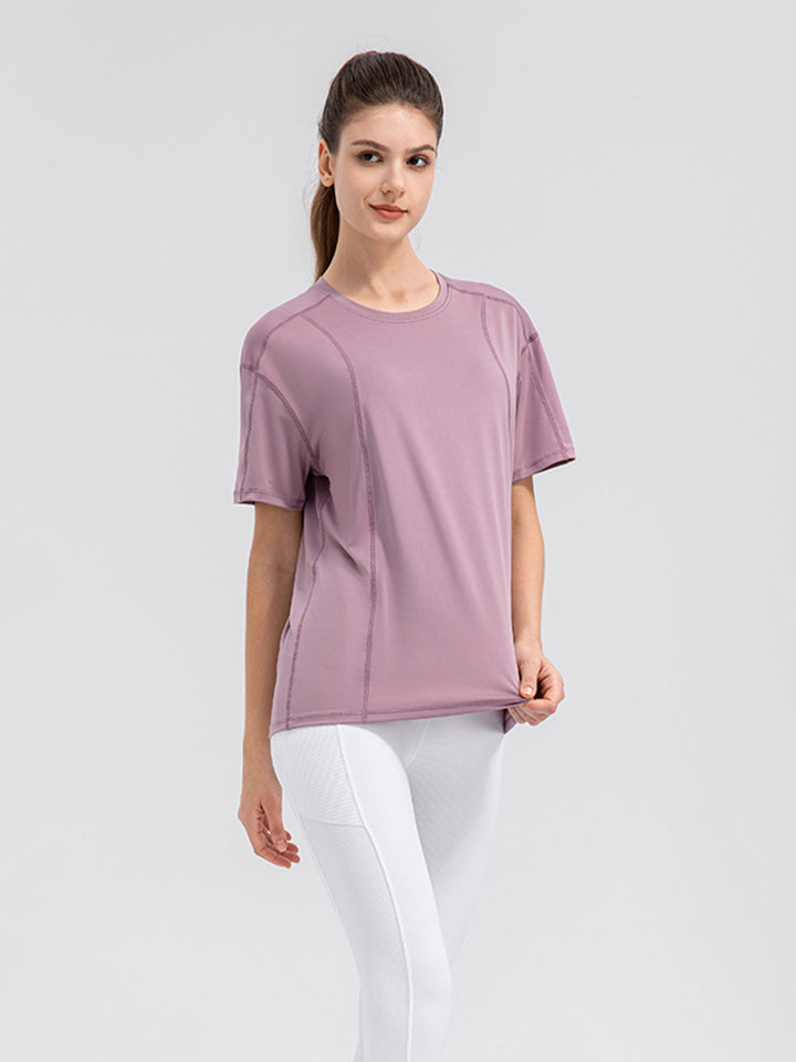 Round Neck Short Sleeve Active Top BLUE ZONE PLANET