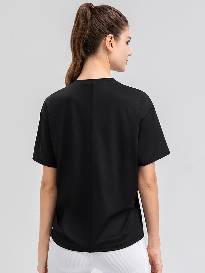 Round Neck Short Sleeve Active Top BLUE ZONE PLANET