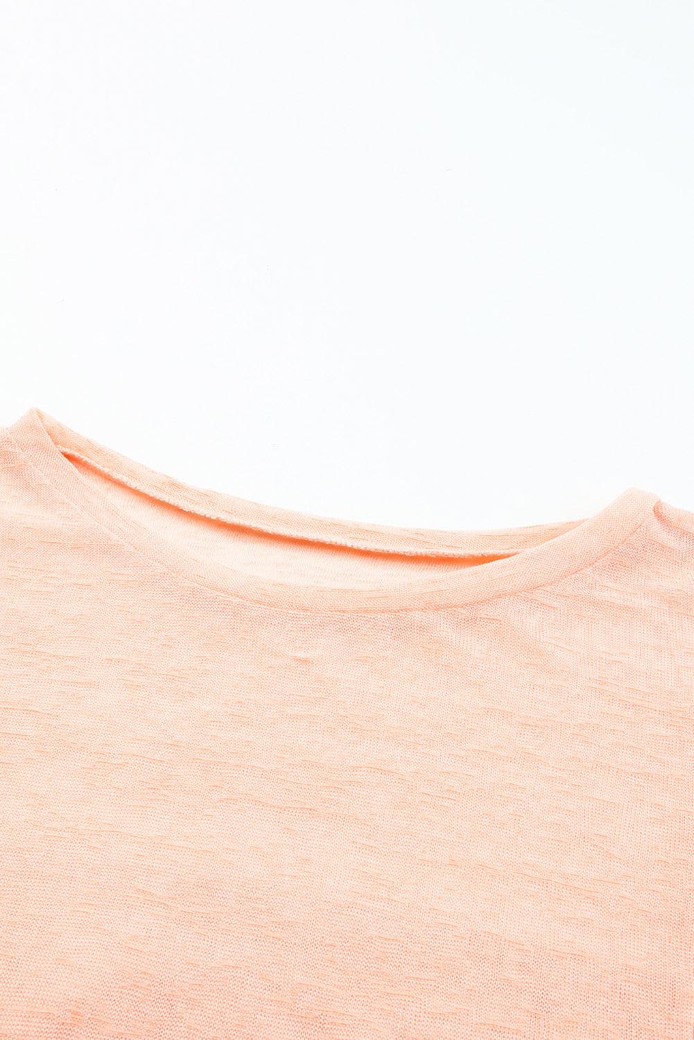 Round Neck Short Sleeve Sheer Cover-Up BLUE ZONE PLANET
