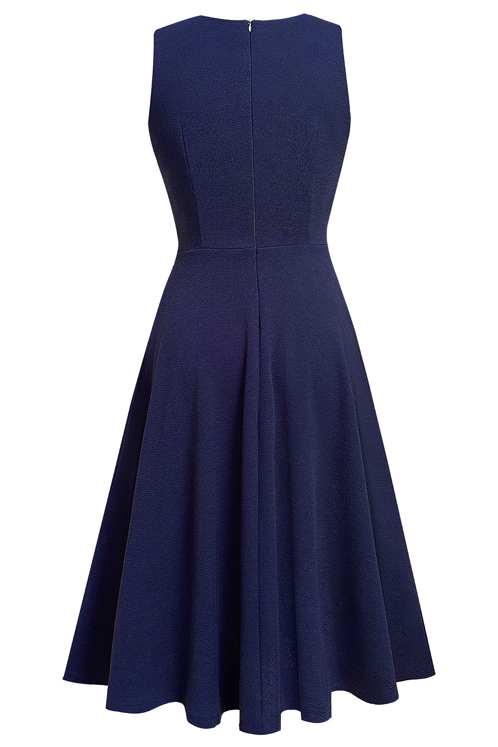 Round Neck Sleeveless Lace Trim Dress BLUE ZONE PLANET