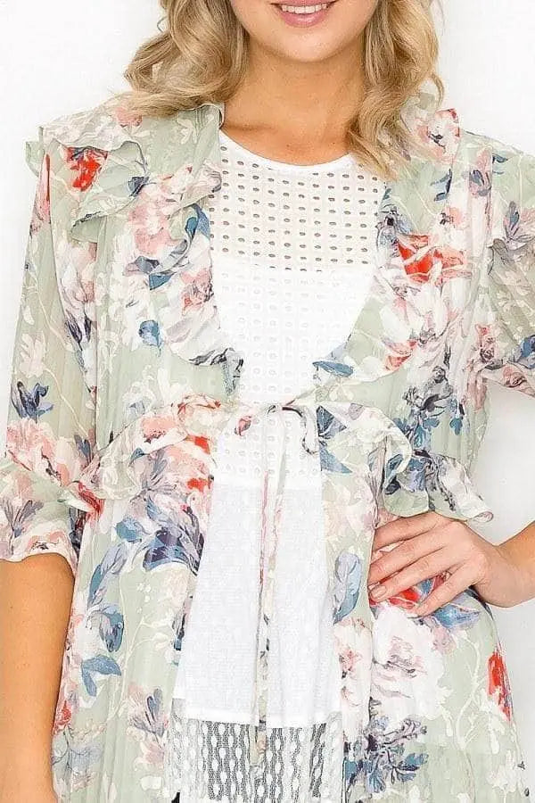 Ruffle Robe Cardigan Blue Zone Planet