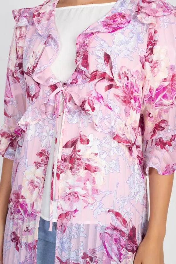 Ruffle Robe Cardigan Blue Zone Planet