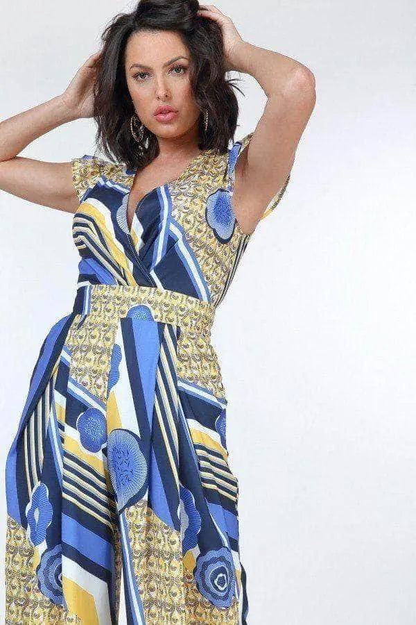 Ruffle Sleeve Surplice Jumpsuit Blue Zone Planet