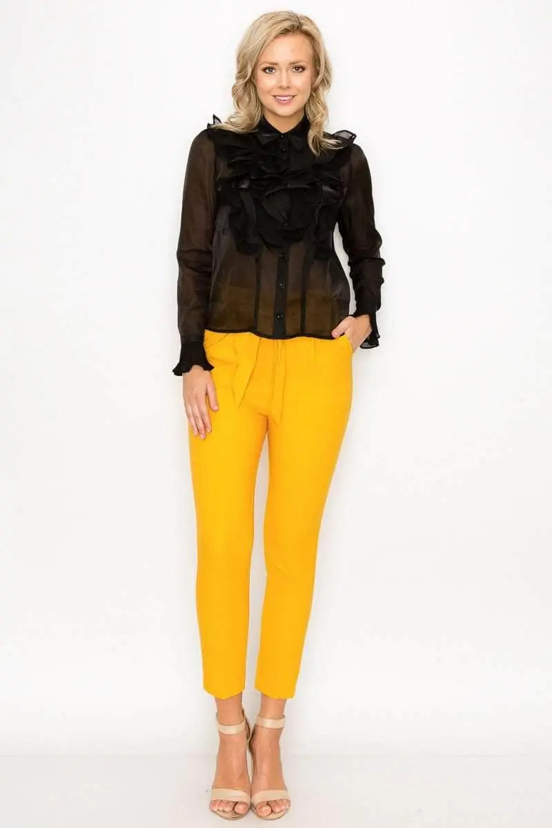 Ruffle Trim Blouse Blue Zone Planet