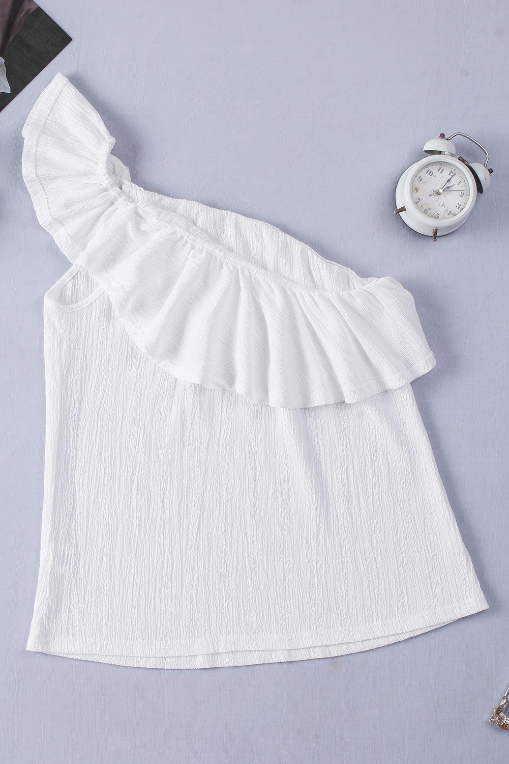 Ruffled One-Shoulder Tank BLUE ZONE PLANET