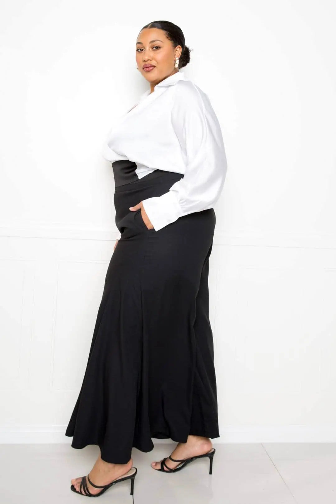 Satin Long Sleeve Tie Waist Wrap Top Blue Zone Planet