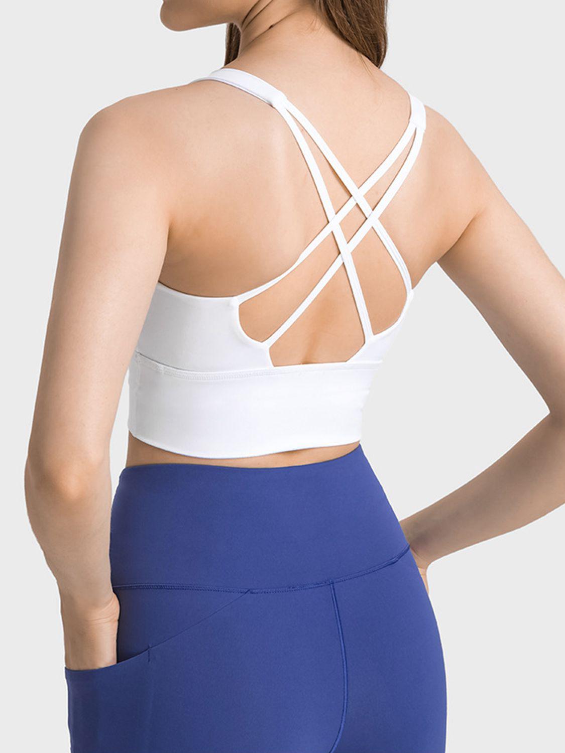 Scoop Neck Crisscross Straps Sports Bra BLUE ZONE PLANET
