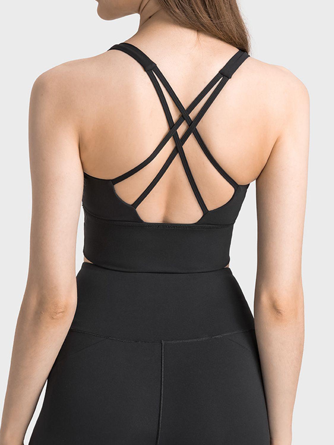 Scoop Neck Crisscross Straps Sports Bra BLUE ZONE PLANET