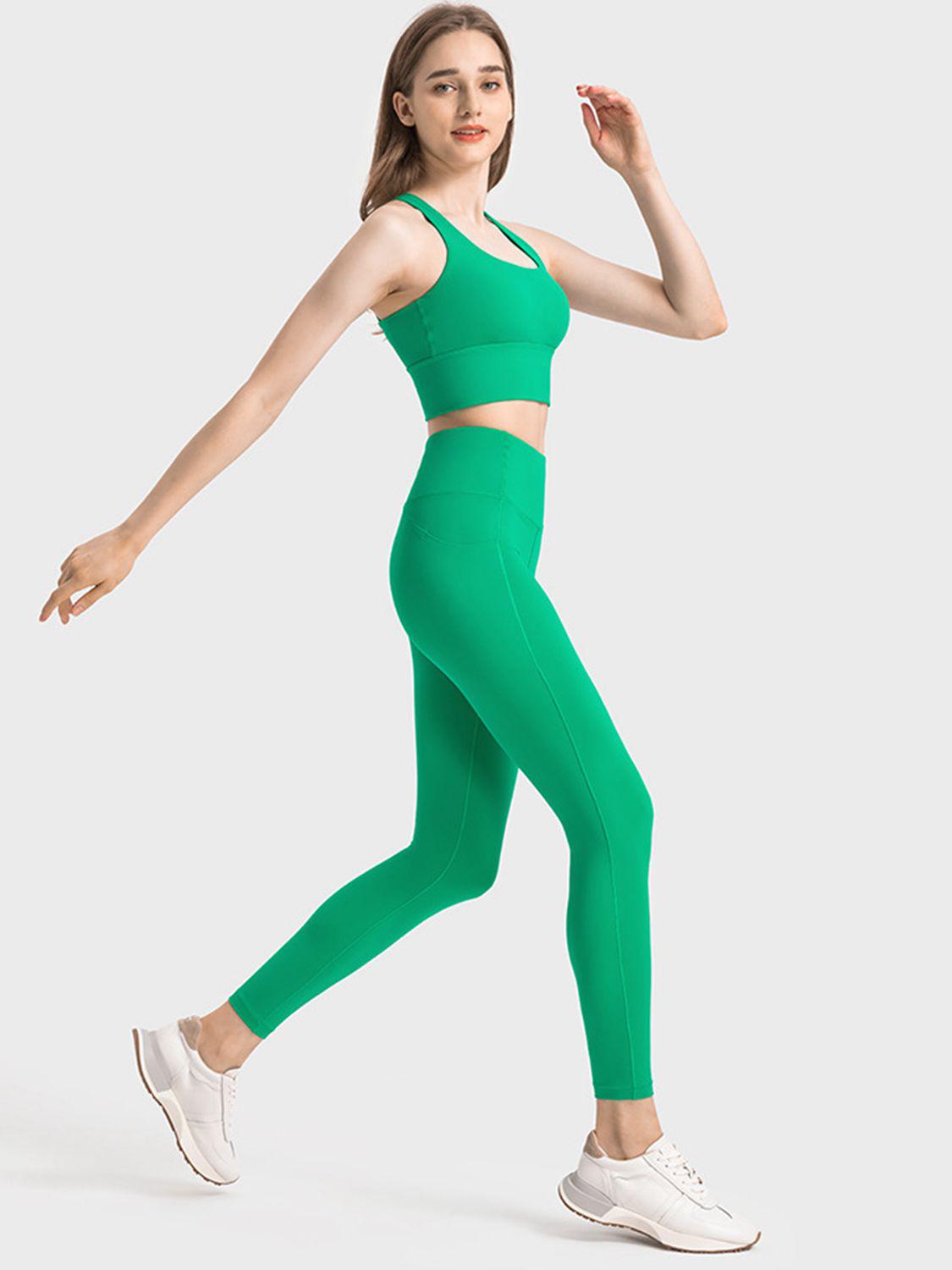 Scoop Neck Crisscross Straps Sports Bra BLUE ZONE PLANET