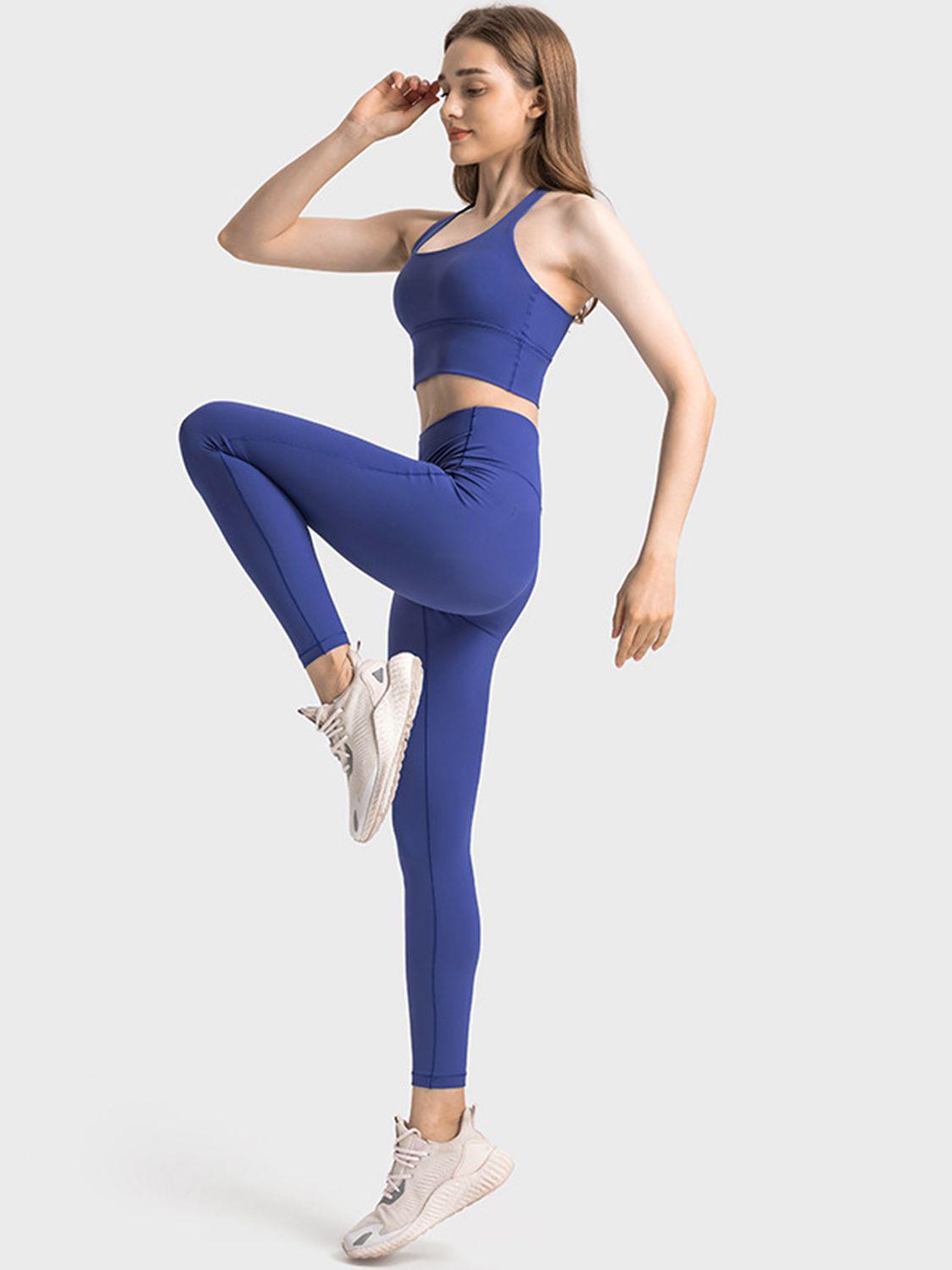 Scoop Neck Crisscross Straps Sports Bra BLUE ZONE PLANET
