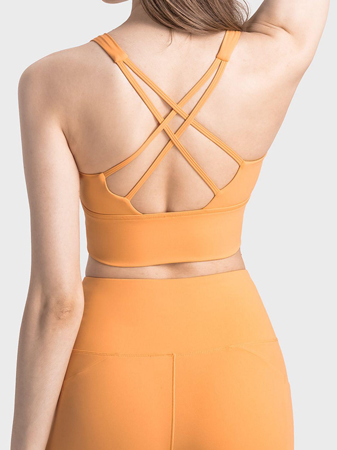 Scoop Neck Crisscross Straps Sports Bra BLUE ZONE PLANET