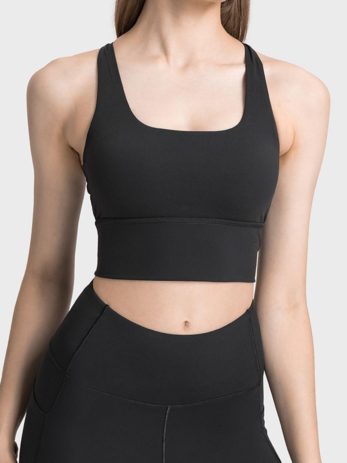 Scoop Neck Crisscross Straps Sports Bra BLUE ZONE PLANET