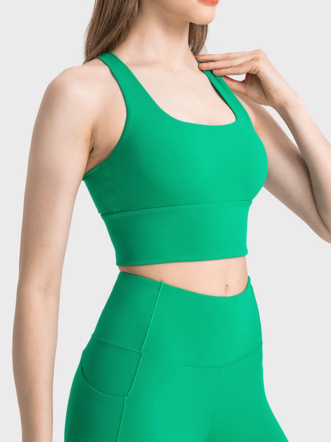 Scoop Neck Crisscross Straps Sports Bra BLUE ZONE PLANET
