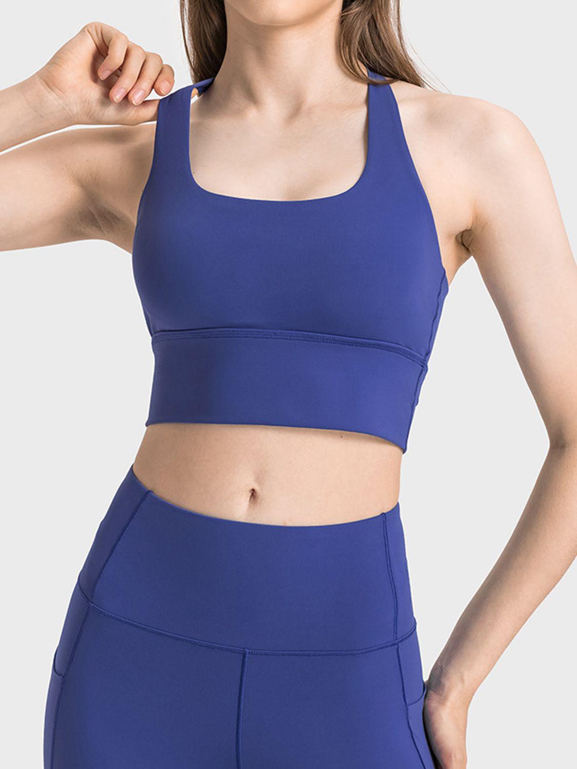 Scoop Neck Crisscross Straps Sports Bra BLUE ZONE PLANET