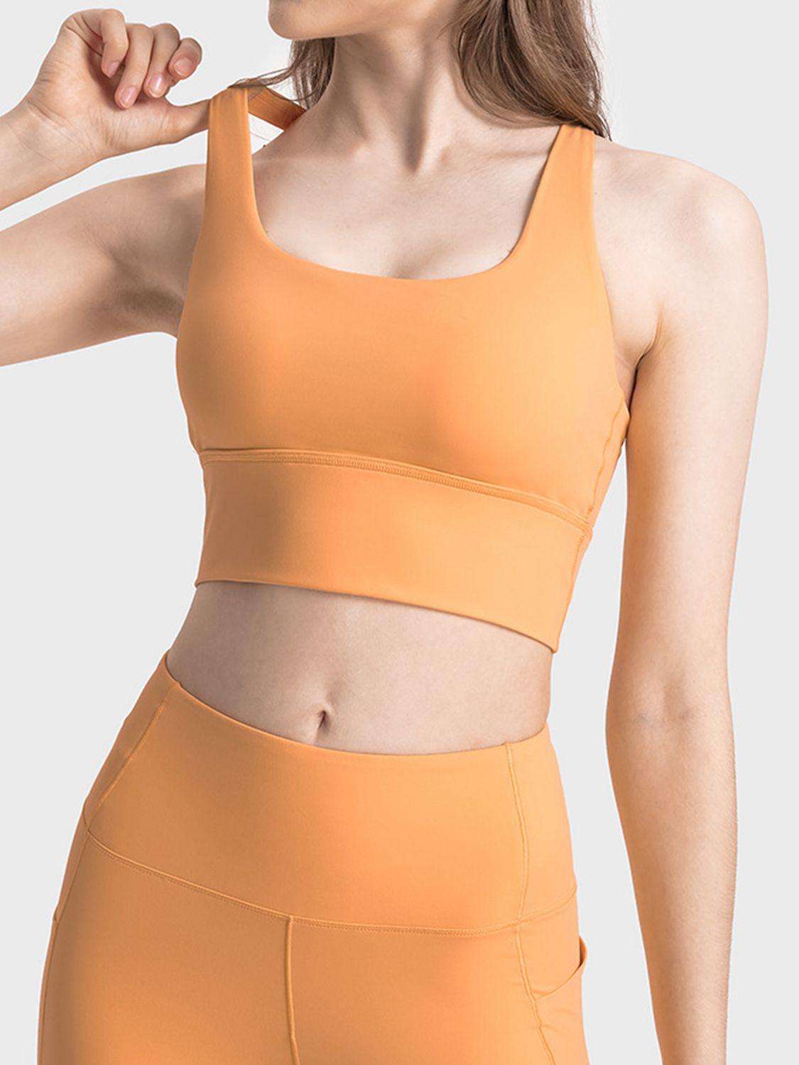 Scoop Neck Crisscross Straps Sports Bra BLUE ZONE PLANET