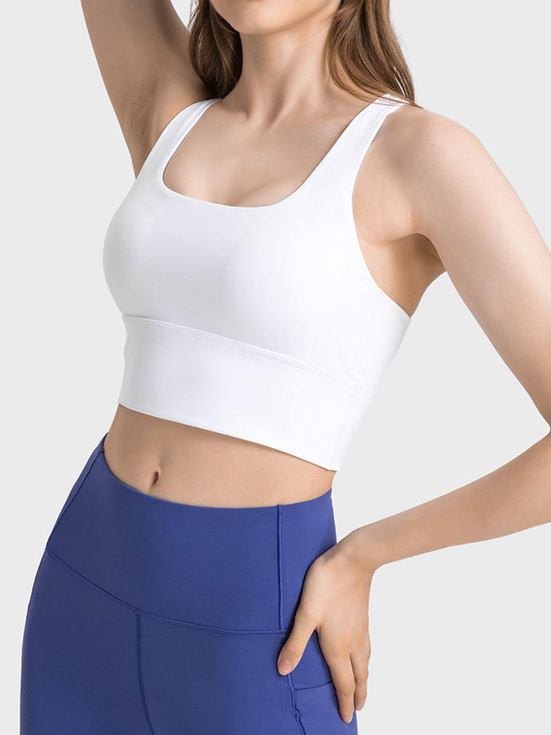 Scoop Neck Crisscross Straps Sports Bra BLUE ZONE PLANET