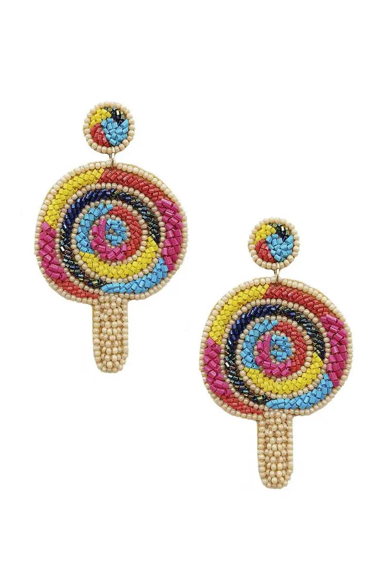 Seed Bead Ice Cream Dangle Earring Blue Zone Planet