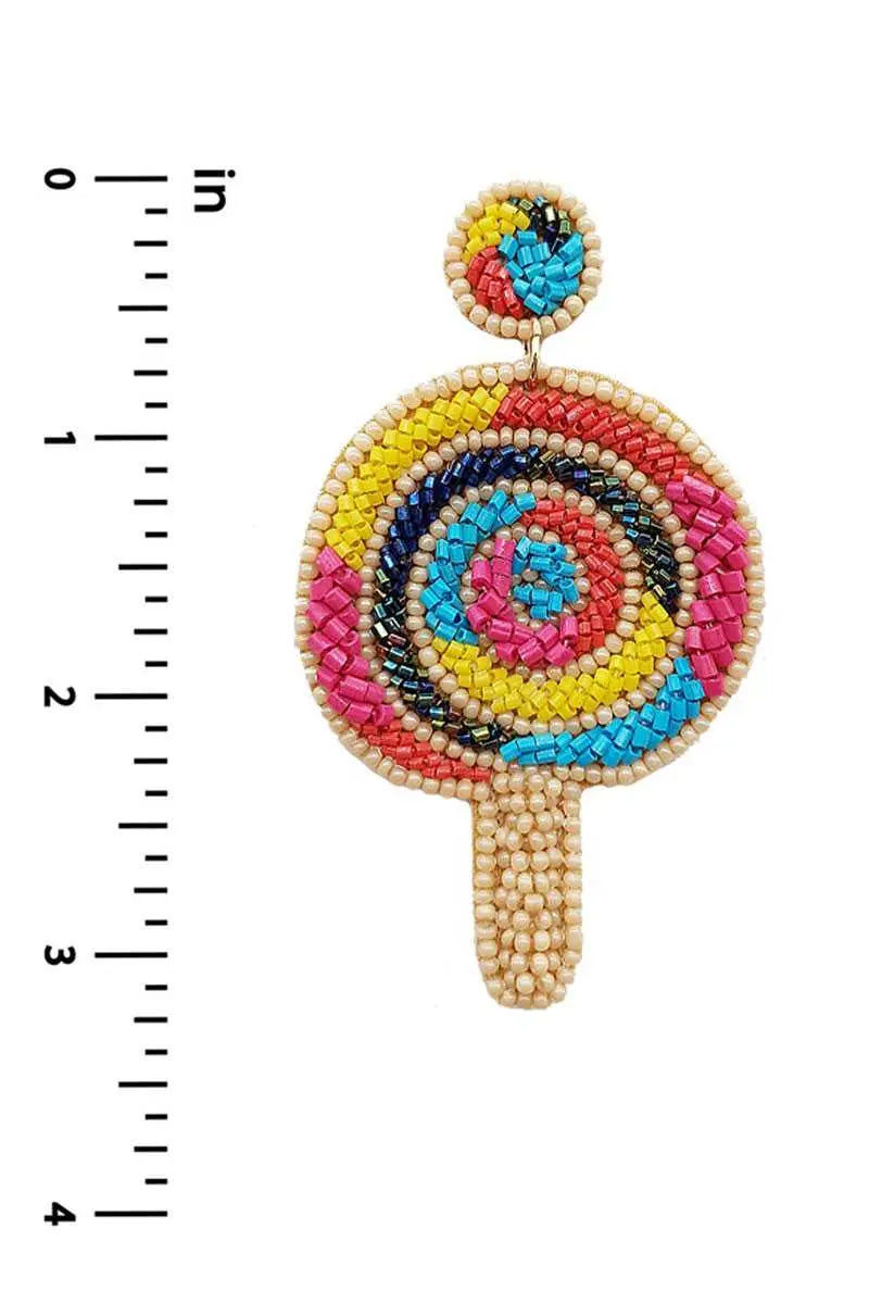Seed Bead Ice Cream Dangle Earring Blue Zone Planet