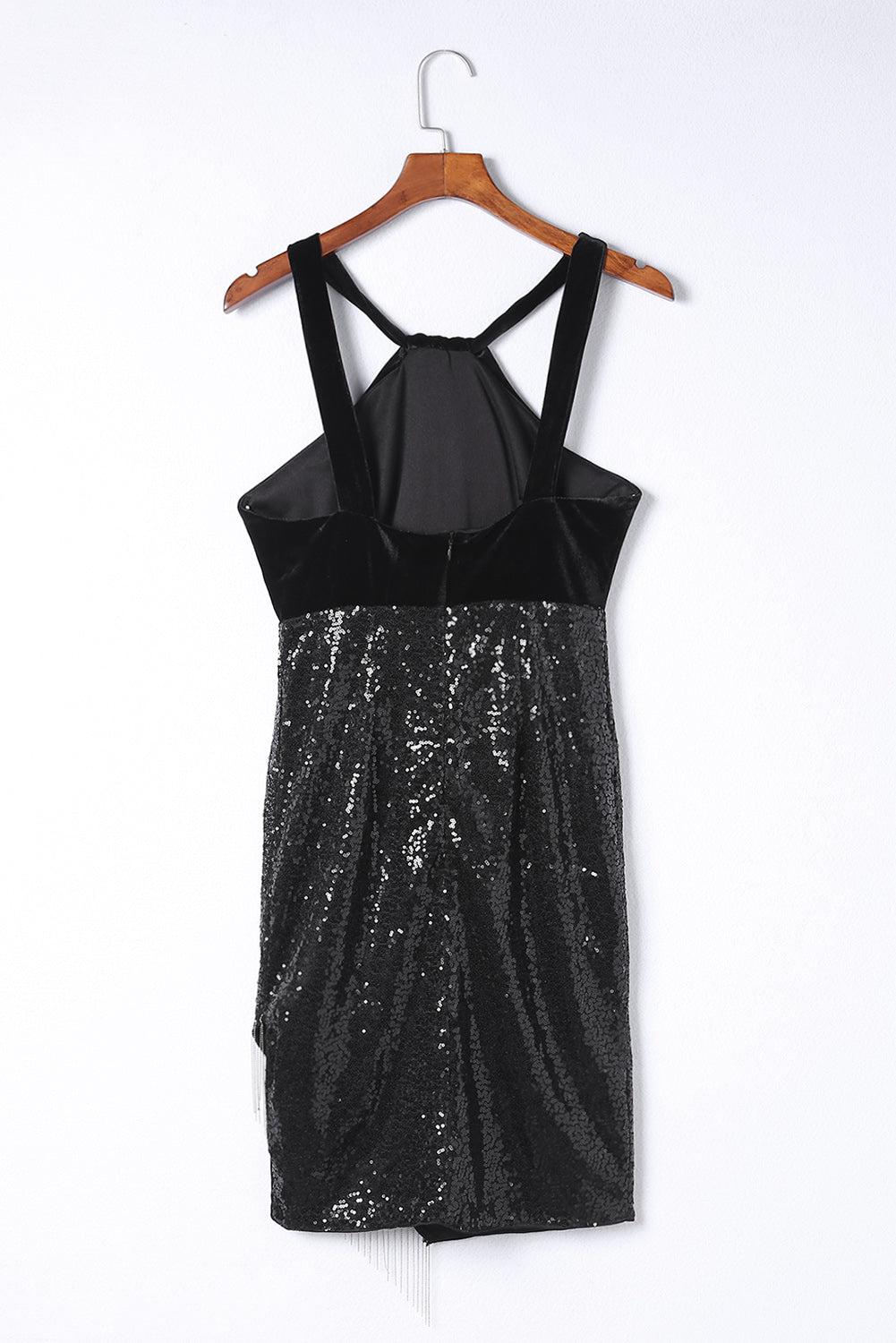 Sequin Fringe Detail Sleeveless Dress BLUE ZONE PLANET