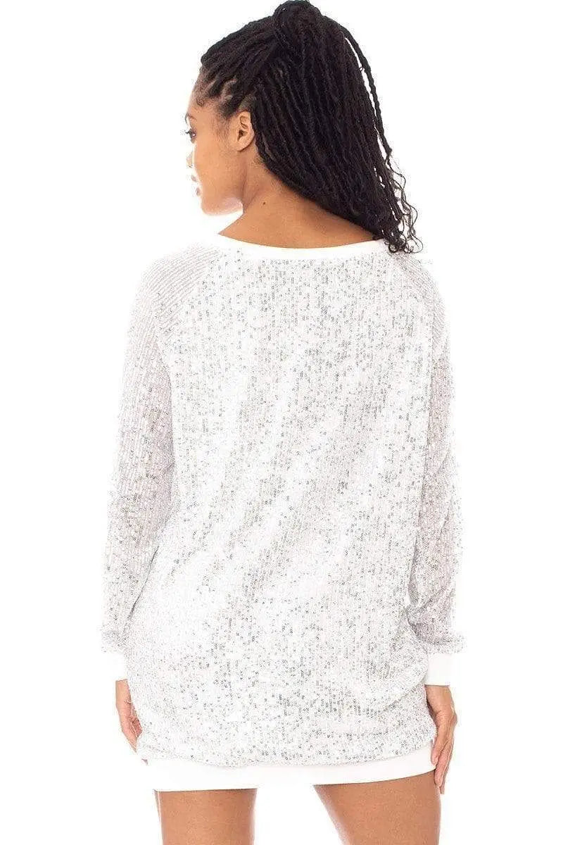 Sequin Wide-Neck Boxy Mini Dress Blue Zone Planet