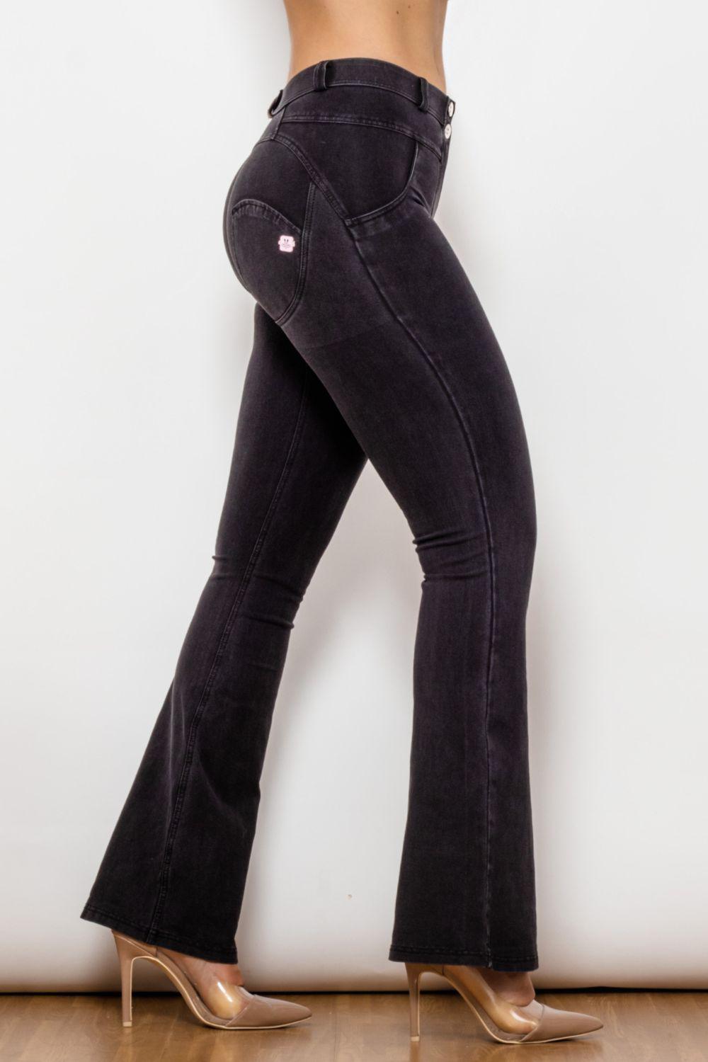 Shascullfites Buttoned Flare Jeans BLUE ZONE PLANET