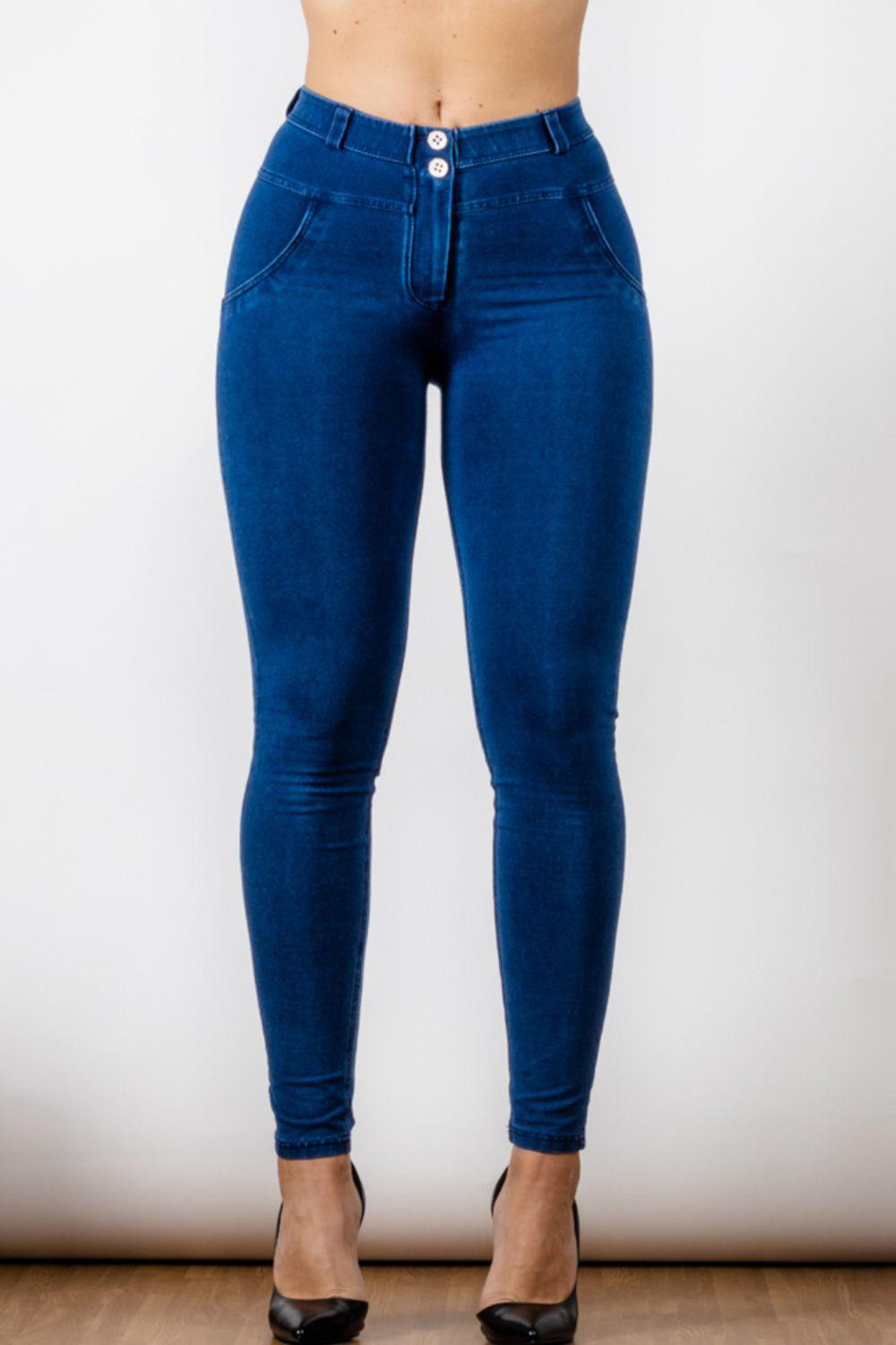 Shascullfites Dark Blue Stretch Skinny Jeans Woman Fashion