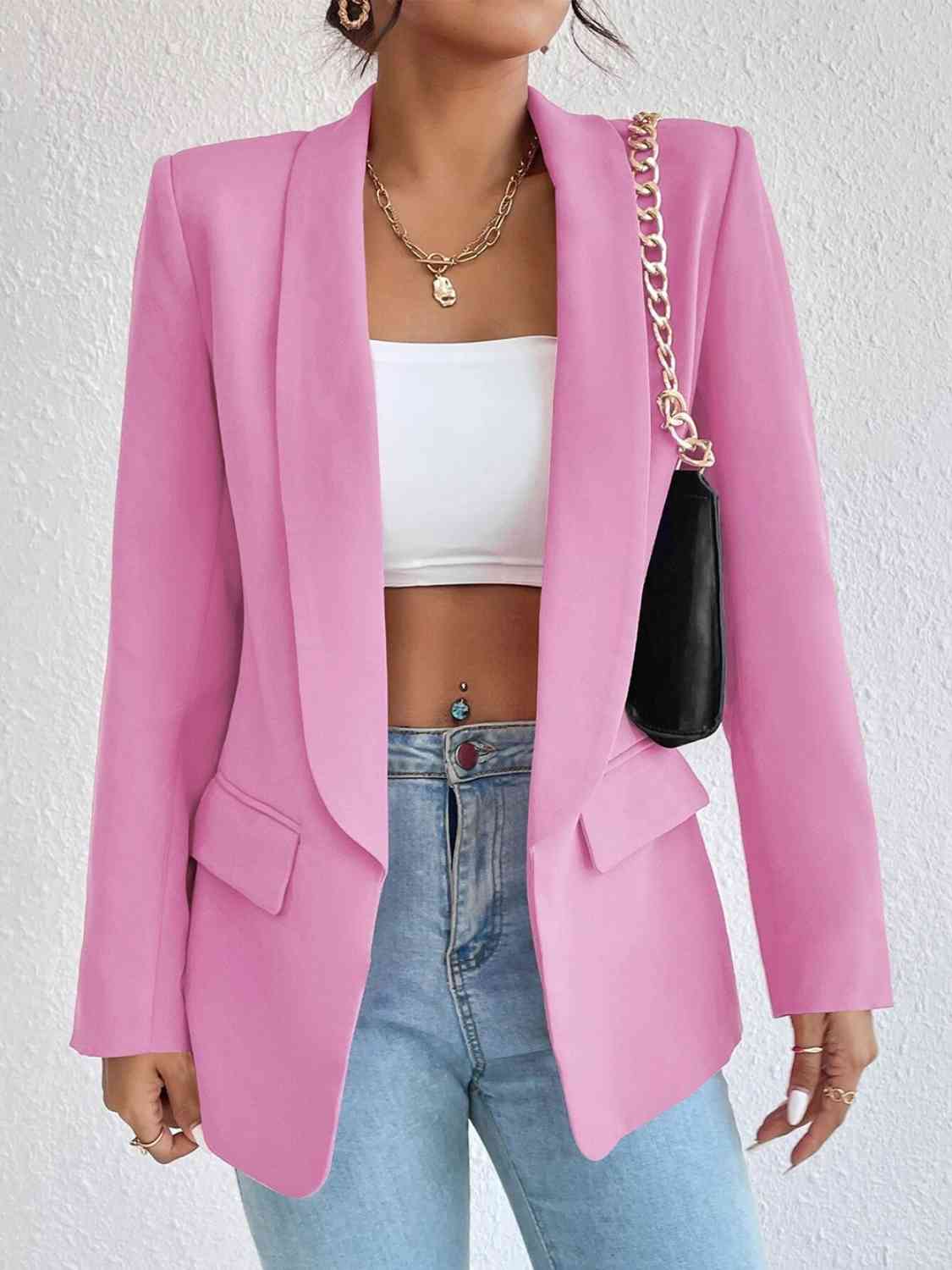 Shawl Collar Long Sleeve Blazer BLUE ZONE PLANET