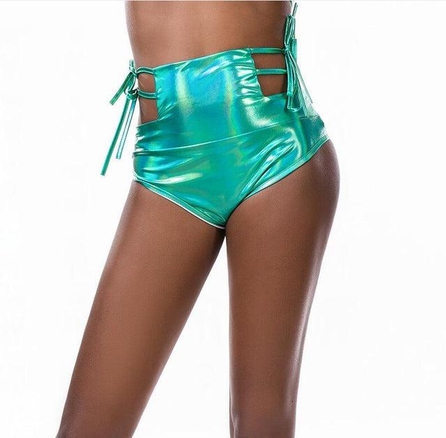 Shiny Laser Color Hot Pants Clubwear Shorts Blue Zone Planet
