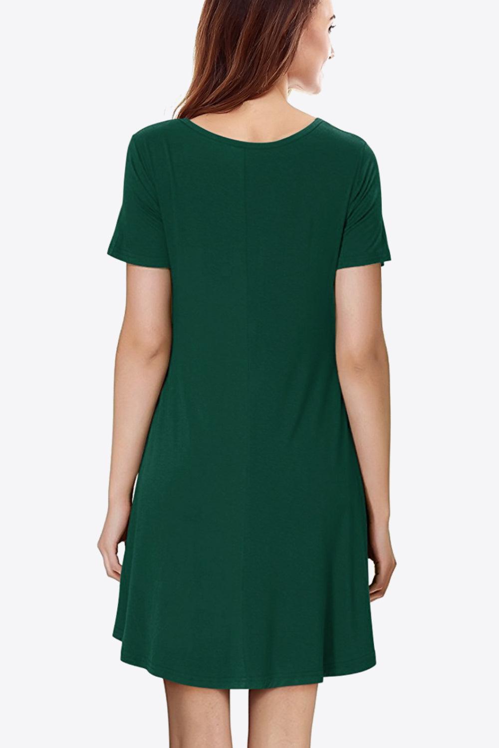 Short Sleeve V-Neck Knee-Length Dress BLUE ZONE PLANET