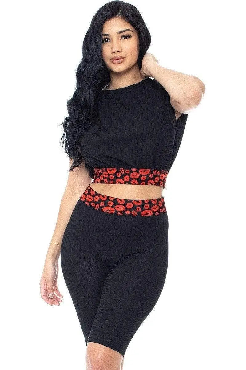 Shoulder Pad And Leopard Detailed Biker Shorts Blue Zone Planet