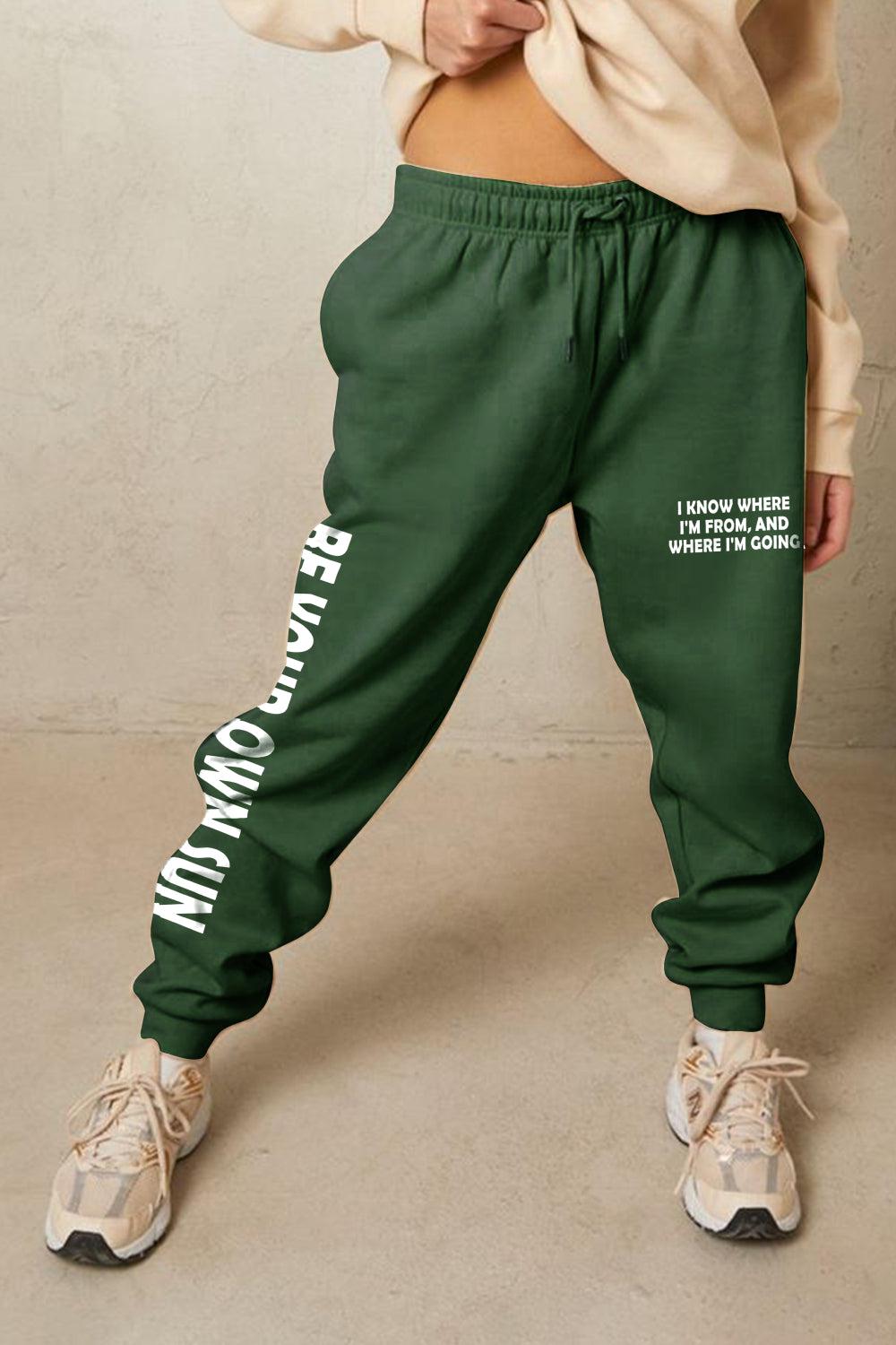 Simply Love Full Size BE YOUR OWN SUN Graphic Sweatpants BLUE ZONE PLANET