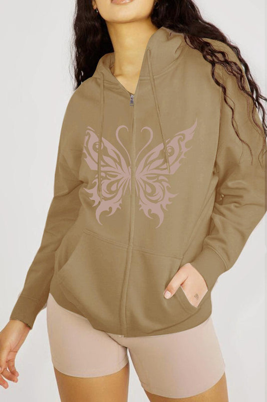 Simply Love Full Size Butterfly Graphic Hoodie BLUE ZONE PLANET
