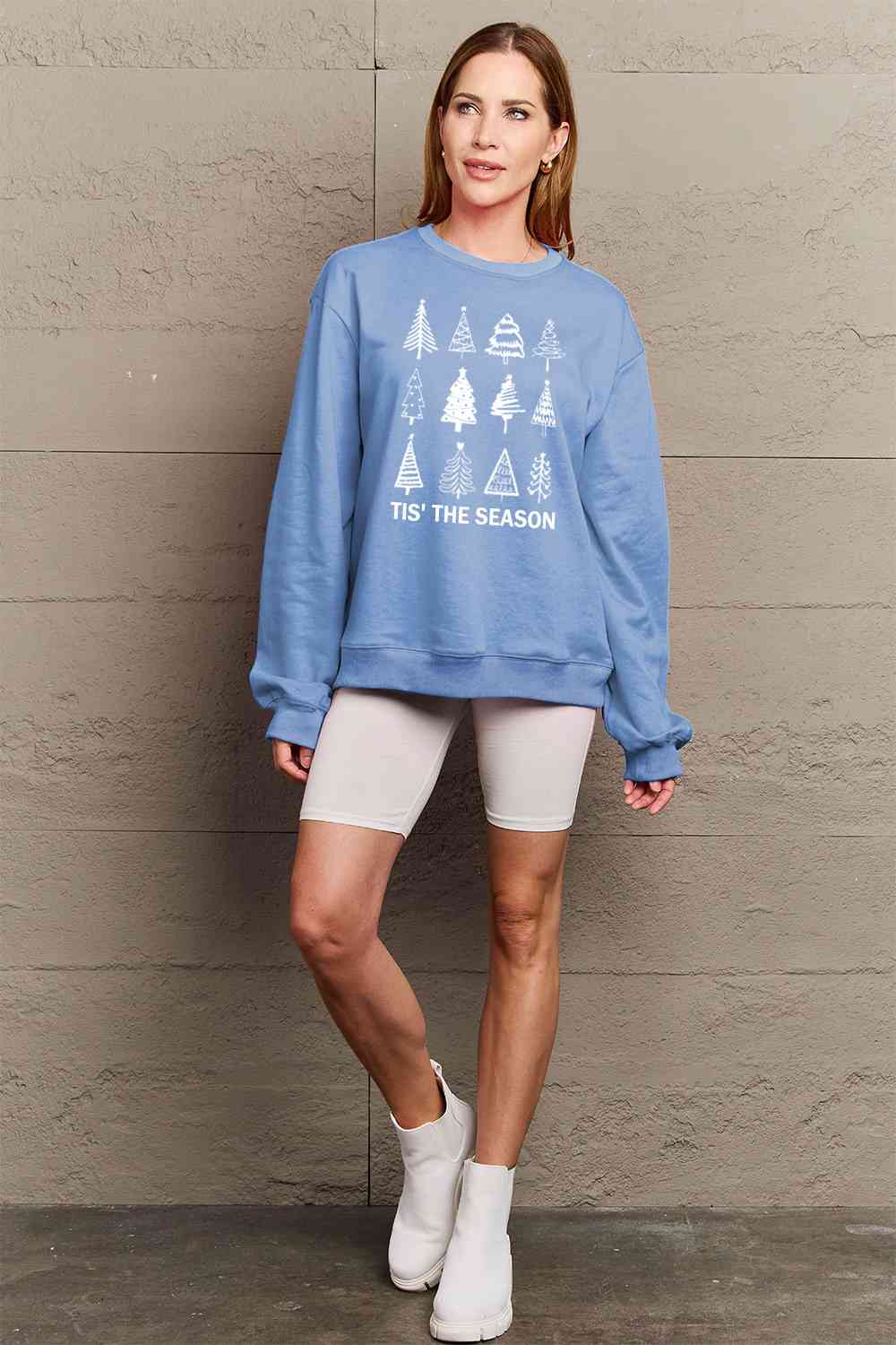 Simply Love Full Size Christmas Tree Graphic Sweatshirt BLUE ZONE PLANET