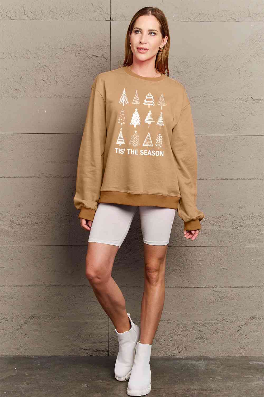 Simply Love Full Size Christmas Tree Graphic Sweatshirt BLUE ZONE PLANET