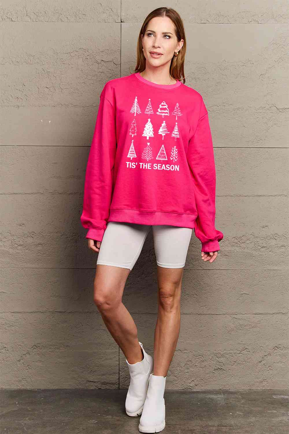 Simply Love Full Size Christmas Tree Graphic Sweatshirt BLUE ZONE PLANET
