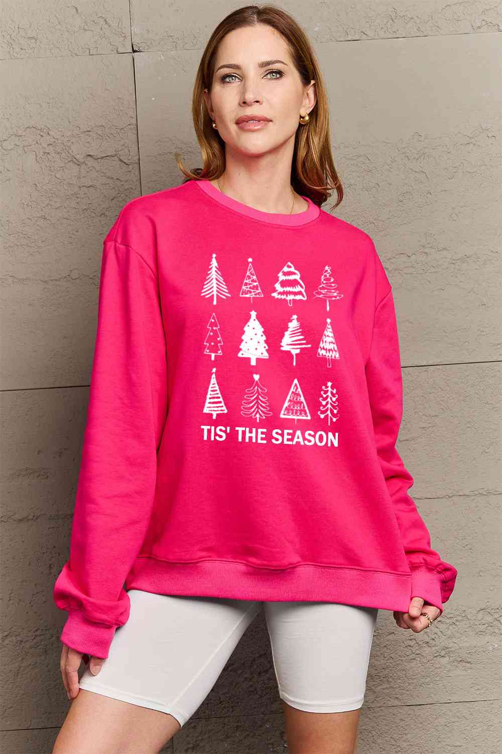 Simply Love Full Size Christmas Tree Graphic Sweatshirt BLUE ZONE PLANET