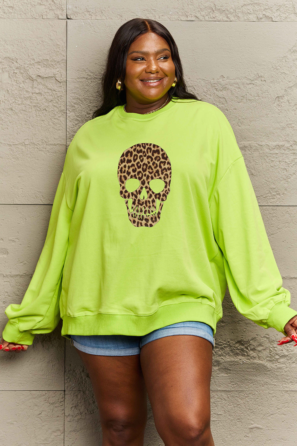 Simply Love Full Size Drop Shoulder Graphic Sweatshirt BLUE ZONE PLANET