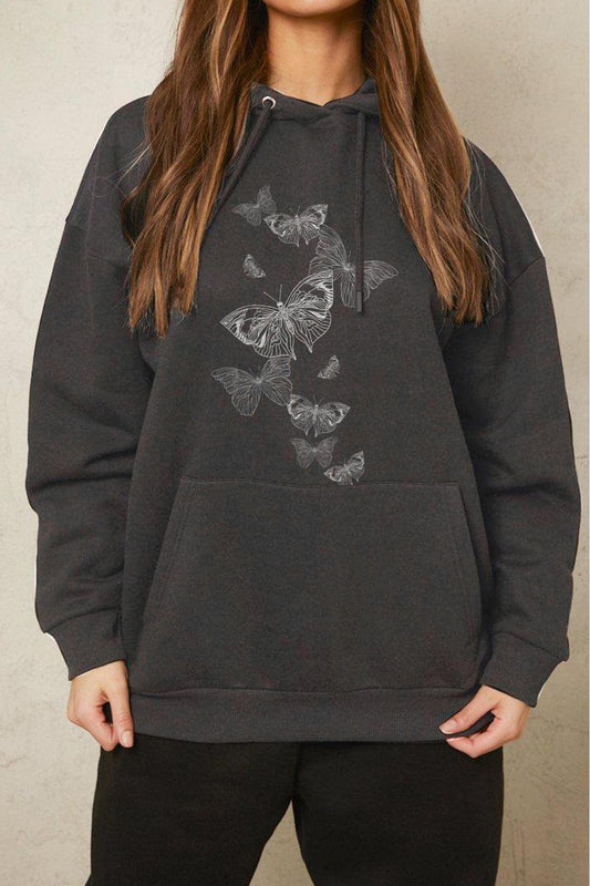 Simply Love Full Size Dropped Shoulder Butterfly Graphic Hoodie BLUE ZONE PLANET
