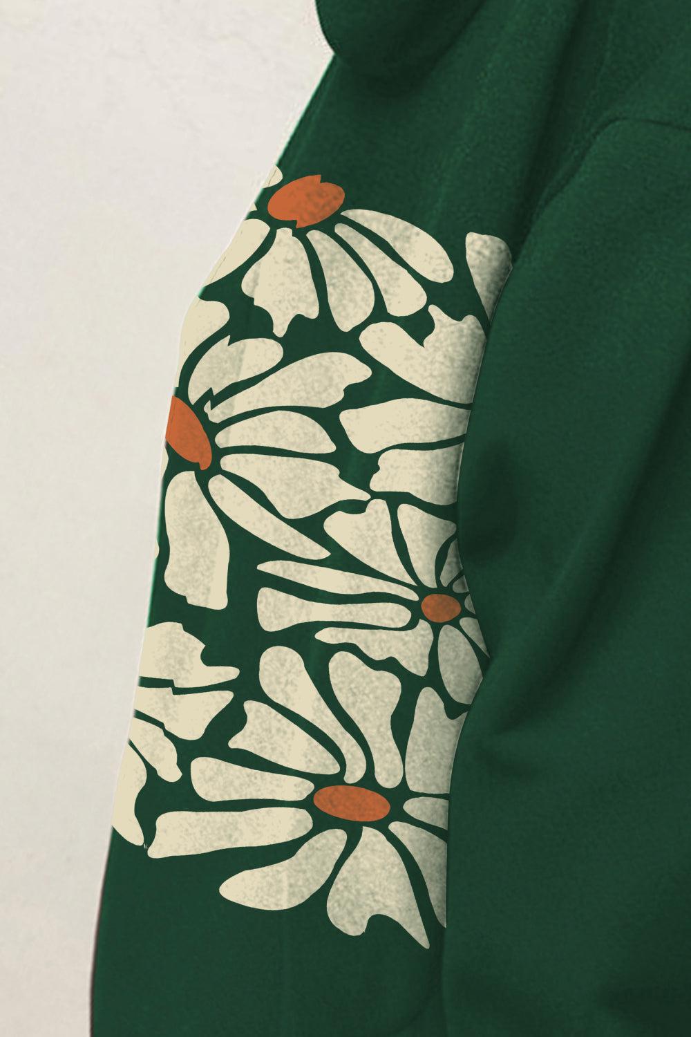 Simply Love Full Size Dropped Shoulder Floral Graphic Hoodie BLUE ZONE PLANET