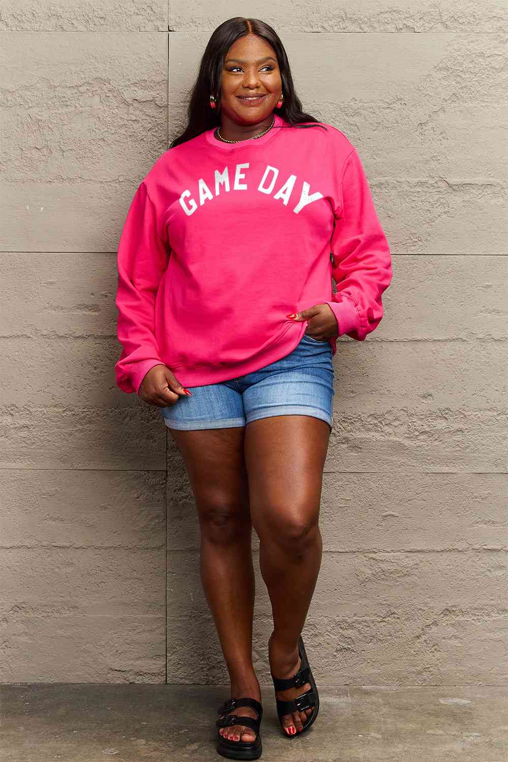 Simply Love Full Size GAME DAY Graphic Sweatshirt BLUE ZONE PLANET