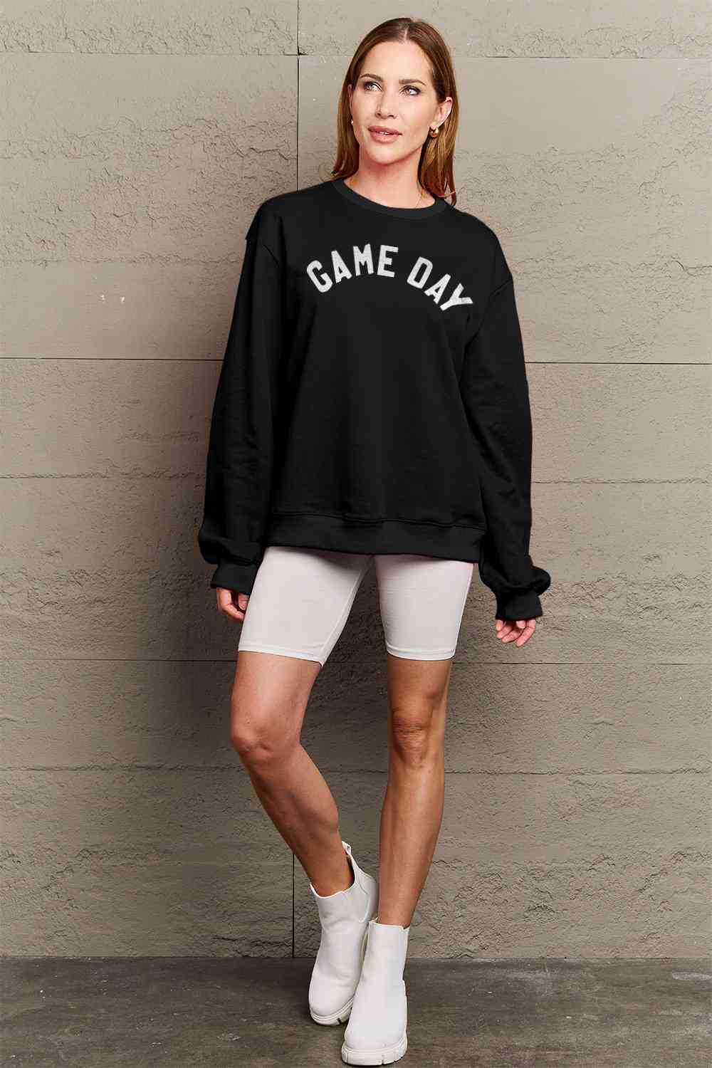 Simply Love Full Size GAME DAY Graphic Sweatshirt BLUE ZONE PLANET