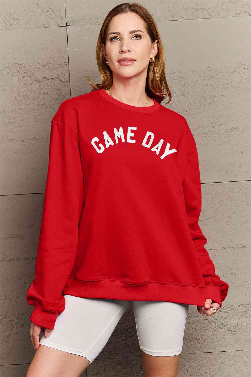 Simply Love Full Size GAME DAY Graphic Sweatshirt BLUE ZONE PLANET