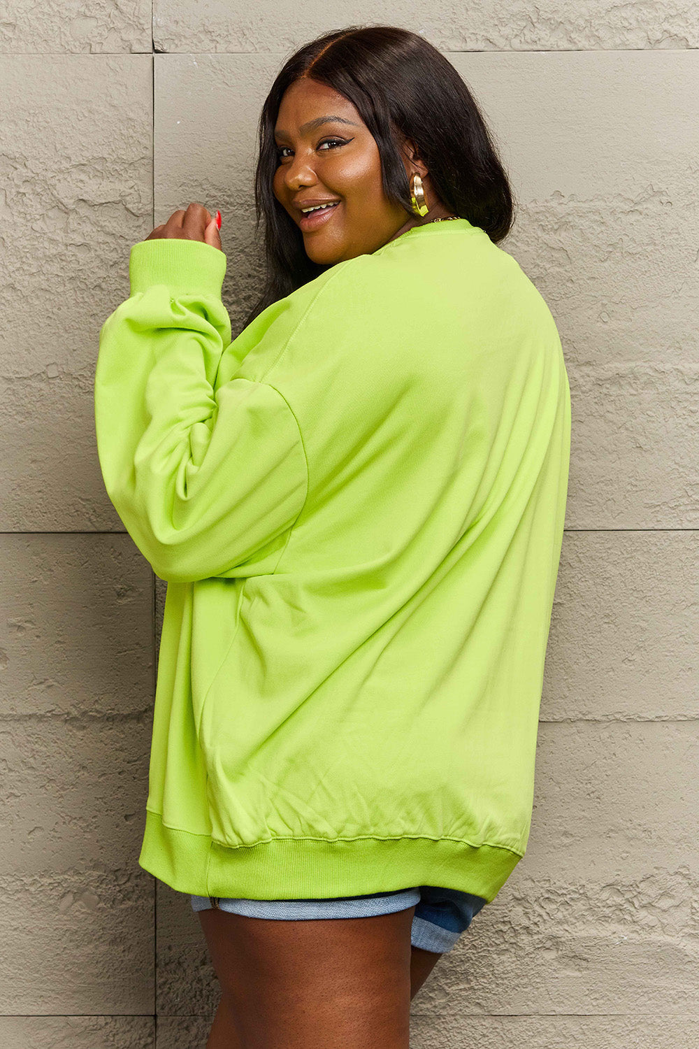 Simply Love Full Size Graphic Drop Shoulder Sweatshirt BLUE ZONE PLANET