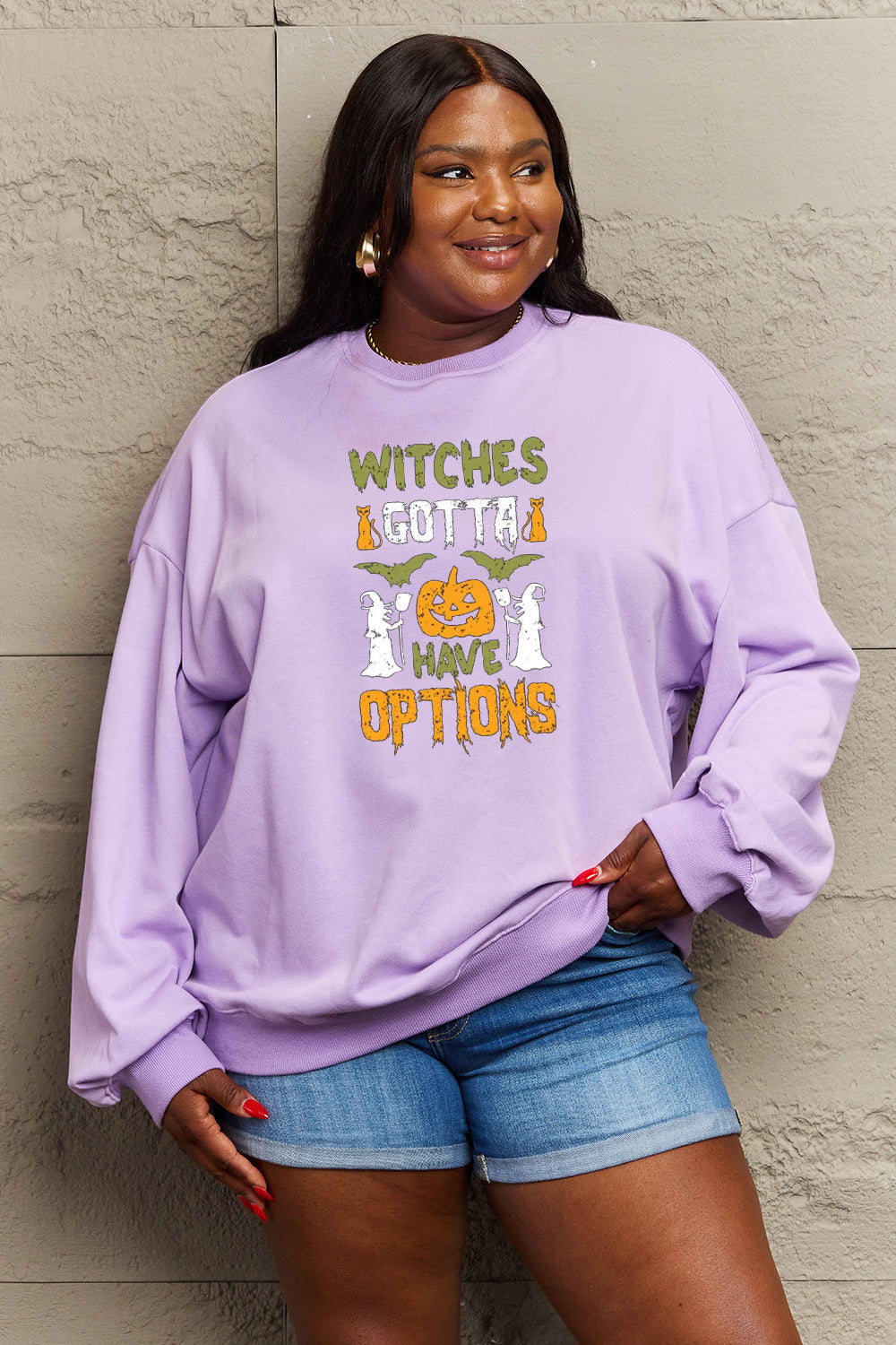 Simply Love Full Size Graphic Drop Shoulder Sweatshirt BLUE ZONE PLANET