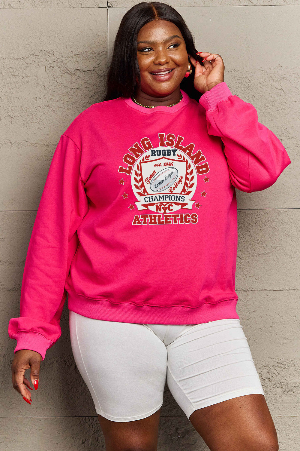 Simply Love Full Size Graphic Dropped Shoulder Sweatshirt BLUE ZONE PLANET