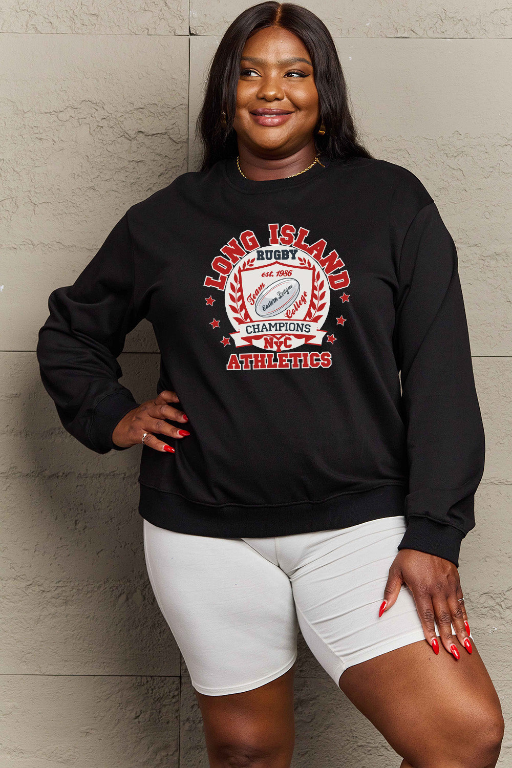 Simply Love Full Size Graphic Dropped Shoulder Sweatshirt BLUE ZONE PLANET