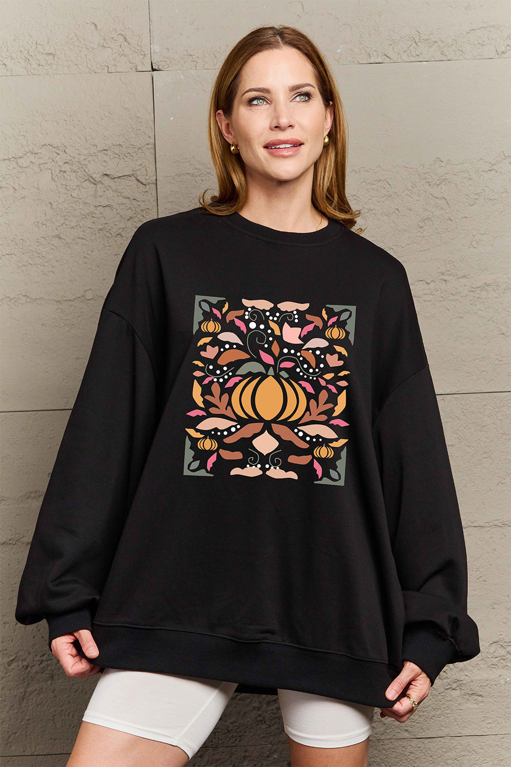 Simply Love Full Size Graphic Dropped Shoulder Sweatshirt BLUE ZONE PLANET
