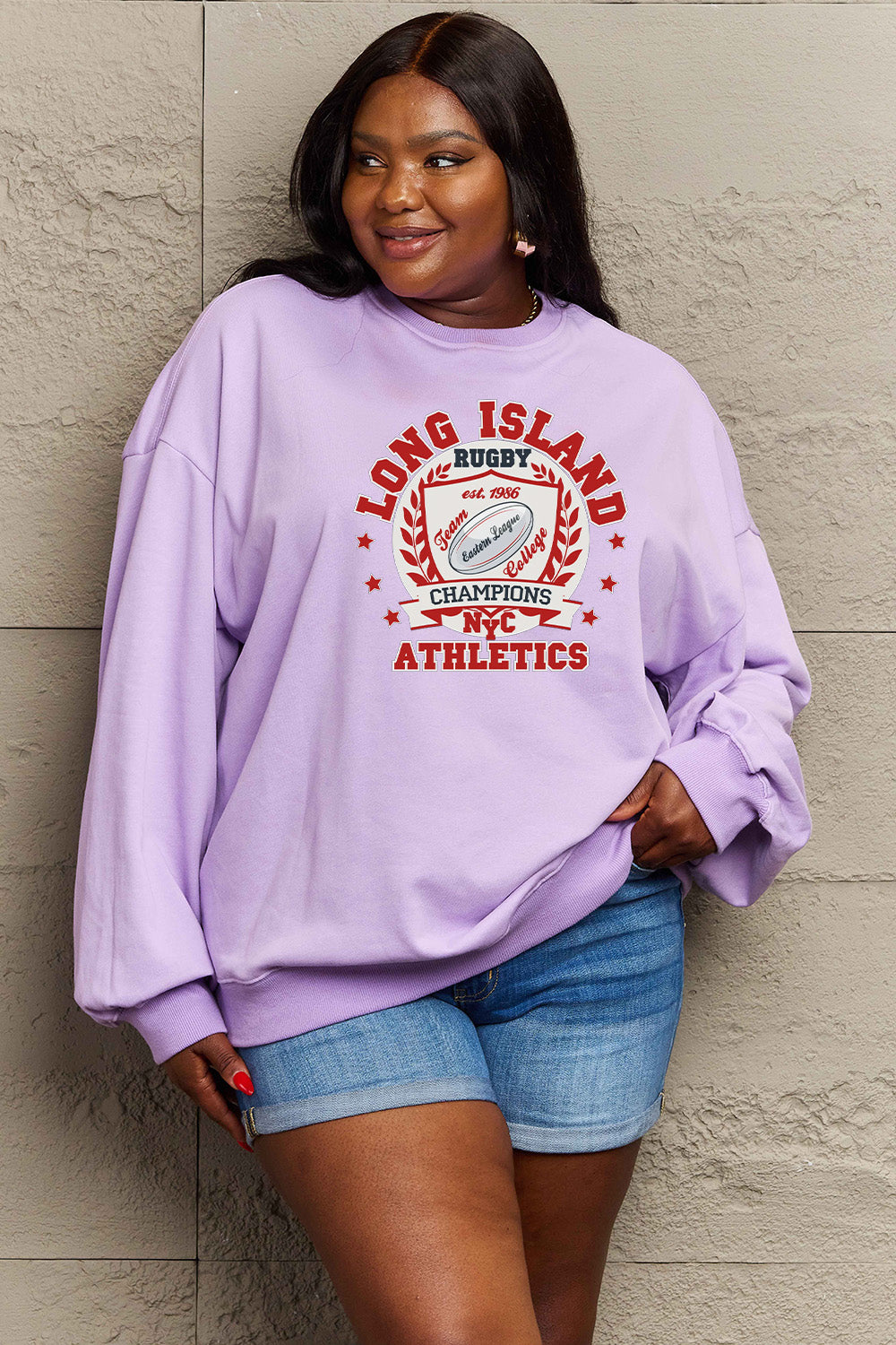 Simply Love Full Size Graphic Dropped Shoulder Sweatshirt BLUE ZONE PLANET