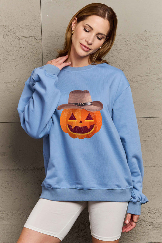 Simply Love Full Size Graphic Dropped Shoulder Sweatshirt BLUE ZONE PLANET
